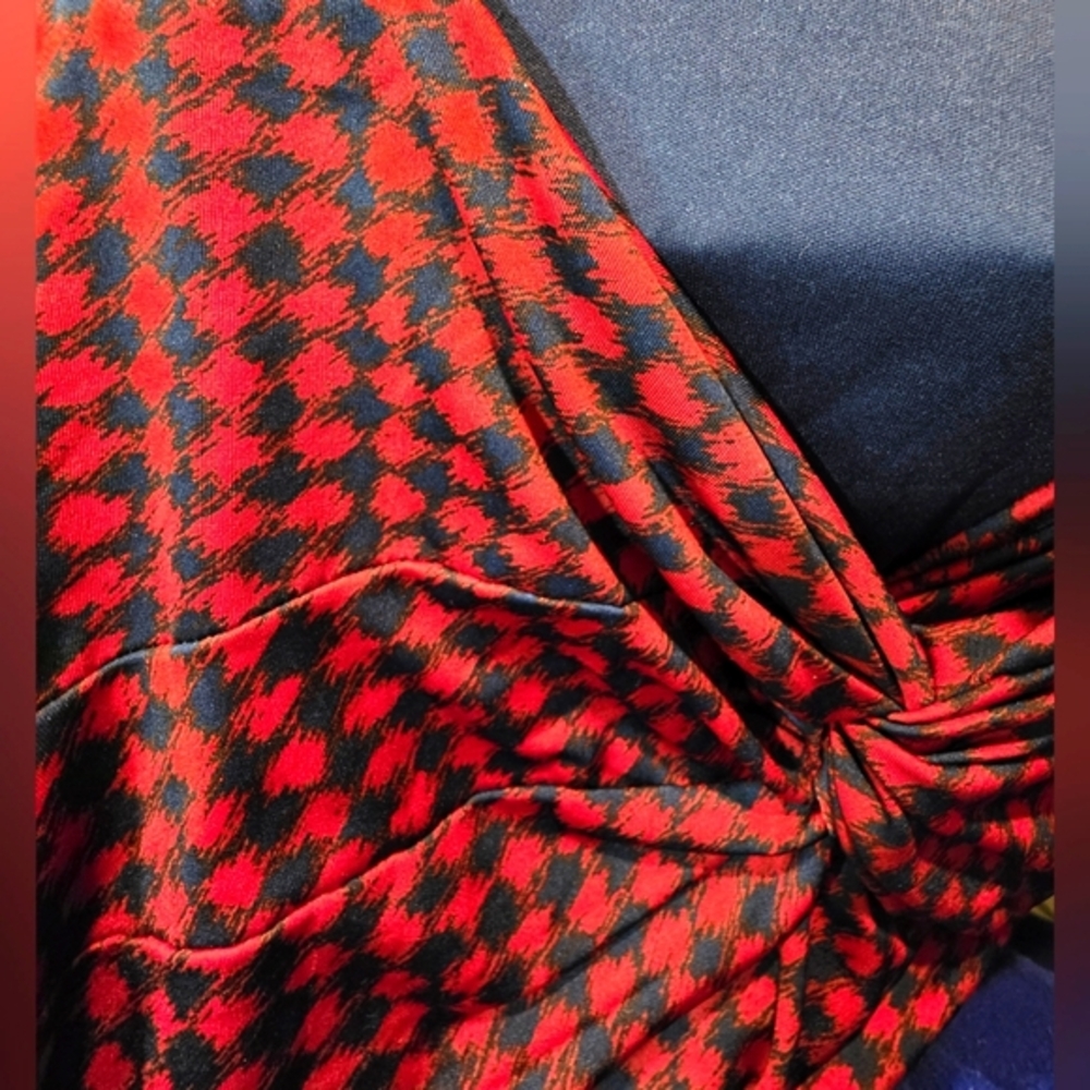 Retro Red &Navy Houndstooth Vintage/Pinup Dress - Picture 9 of 11